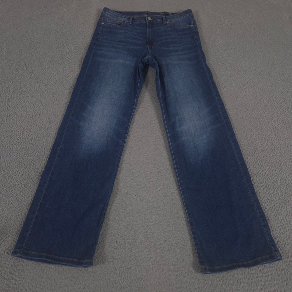 J.Jill Jeans Womens 12 Tall Blue Dark Wash Wide Leg Cotton Tencel Stretch Denim